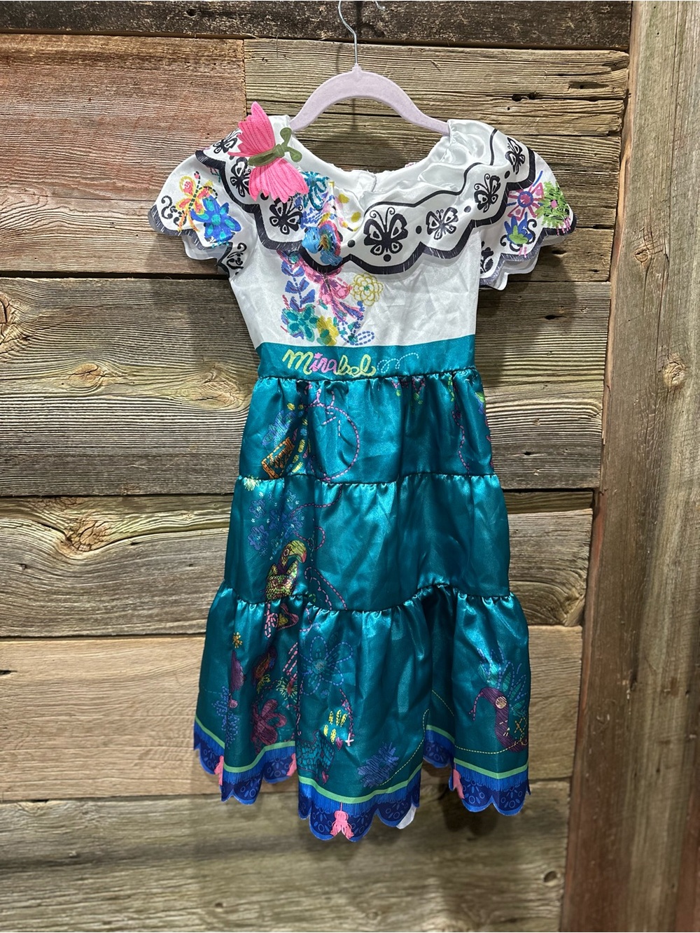 Children’s Encanto Mirabel Floral Embroidered Costume Dress Small 4/6